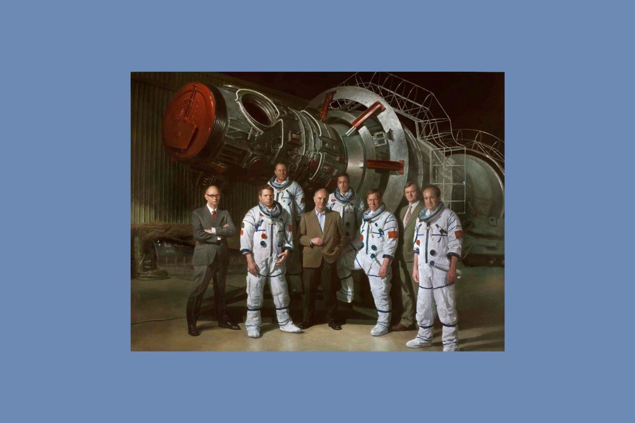 Artwork Group Series No.2 – Space Program by Jonathan Wateridge. Oil on canvas.