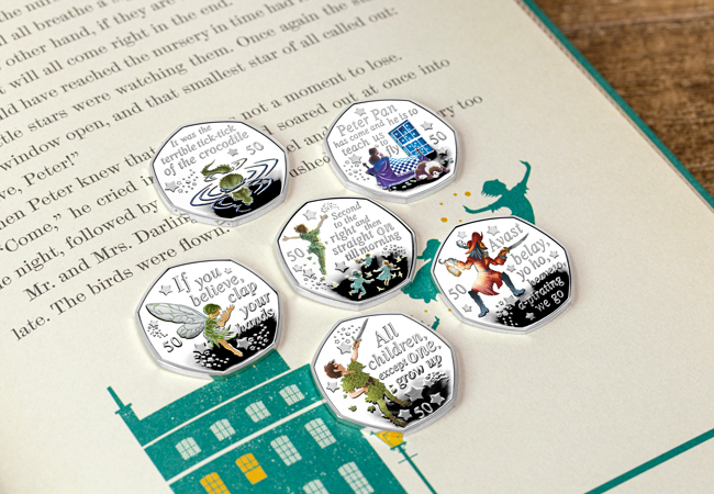 Image of commemorative Peter Pan at 90 50p collectors set