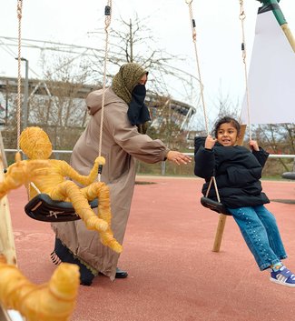 Three life-sized sculptures in the park