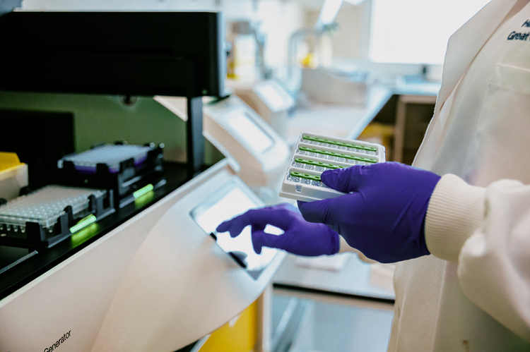 A woman's hands in a lab
