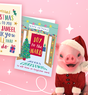 Moonpig pig with Christmas cards
