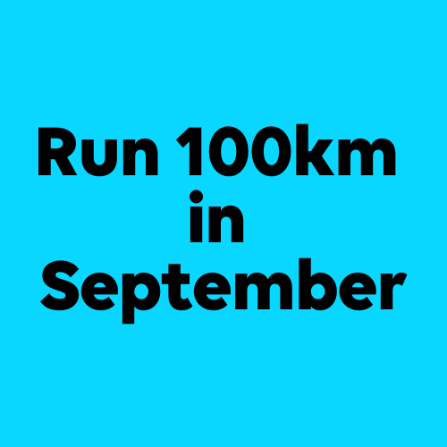 Blue background with text Run 100km in September