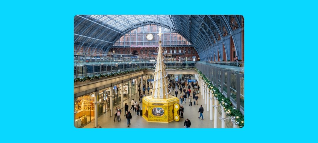 Ballerina on top of the St Pancras X GOSH Charity Christmas tree 2025