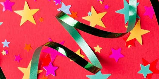 Image of confetti and ribbon