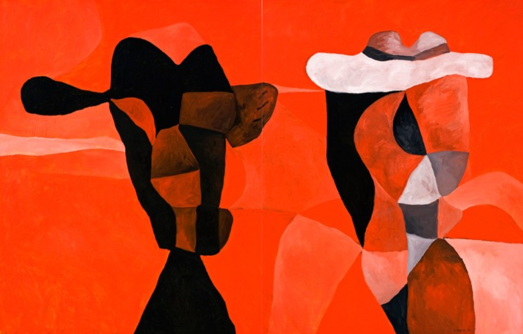 Artwork called Figures in Red 2 by the artist Antonio Malta Campos.