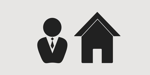 A vector image of a person in uniform outside a house